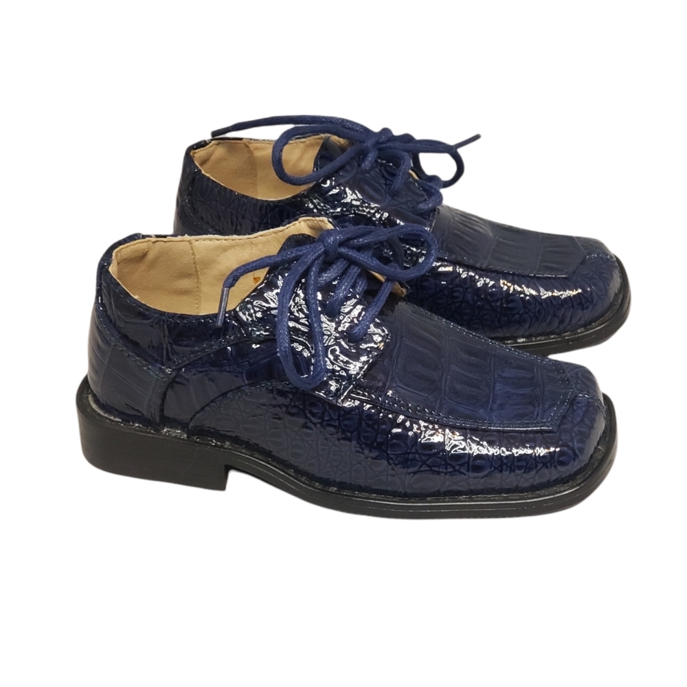 Unused Bolano Boys Blue Square Toe Hard Bottom Dress Shoes